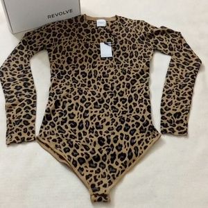 cashmere MADELEINE THOMPSON sz L 8-10 Gill Bodysuit Dark Leopard New NWT